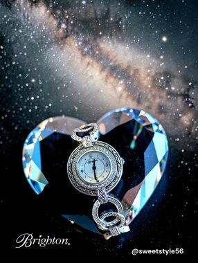 BRIGHTON "Stardust" Vintage Silver And Crystal Watch SWEET AND SPARKLY!